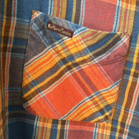 MARLBORO CLASSICS 90s Famous Western USA Flannel Plaid Button Down Shirt Large - Picture 10 of 11